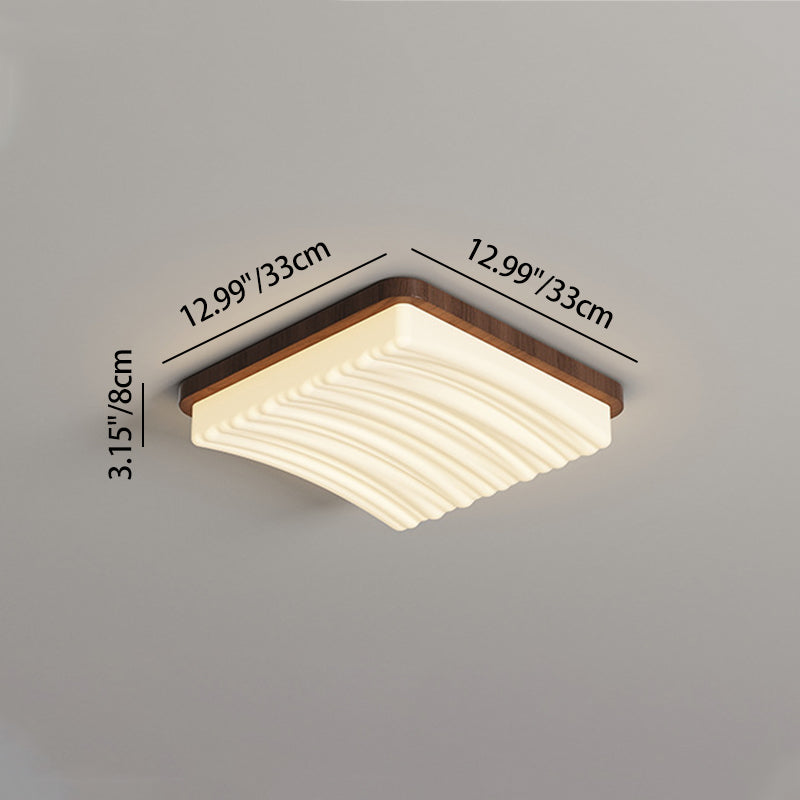 Modern Minimalist Square Wave Pattern Iron Acrylic LED Flush Mount Ceiling Light For Bedroom