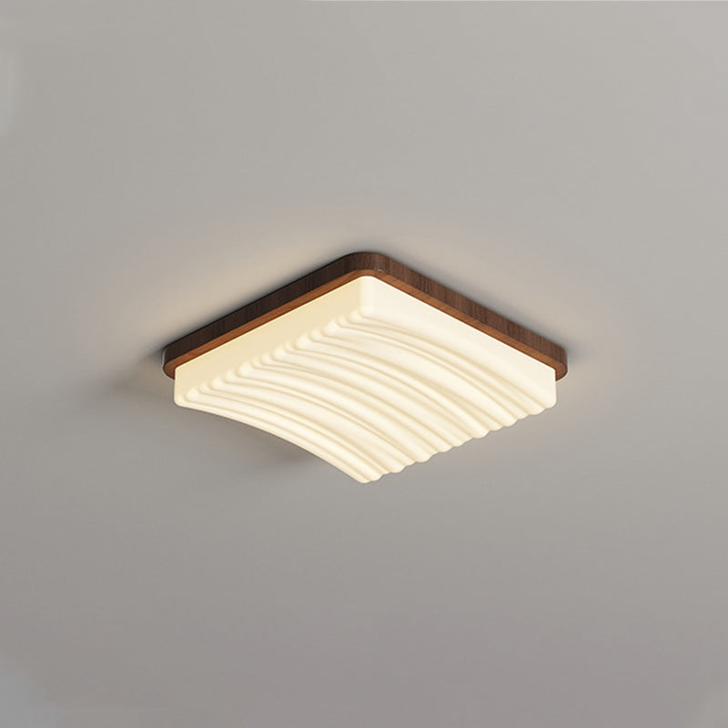 Modern Minimalist Square Wave Pattern Iron Acrylic LED Flush Mount Ceiling Light For Bedroom