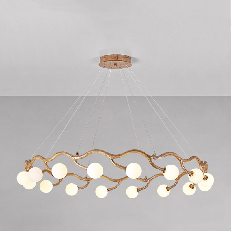 Modern Minimalist Circular Metal Resin Glass 6/8/10/12/16-Light Chandelier For Living Room