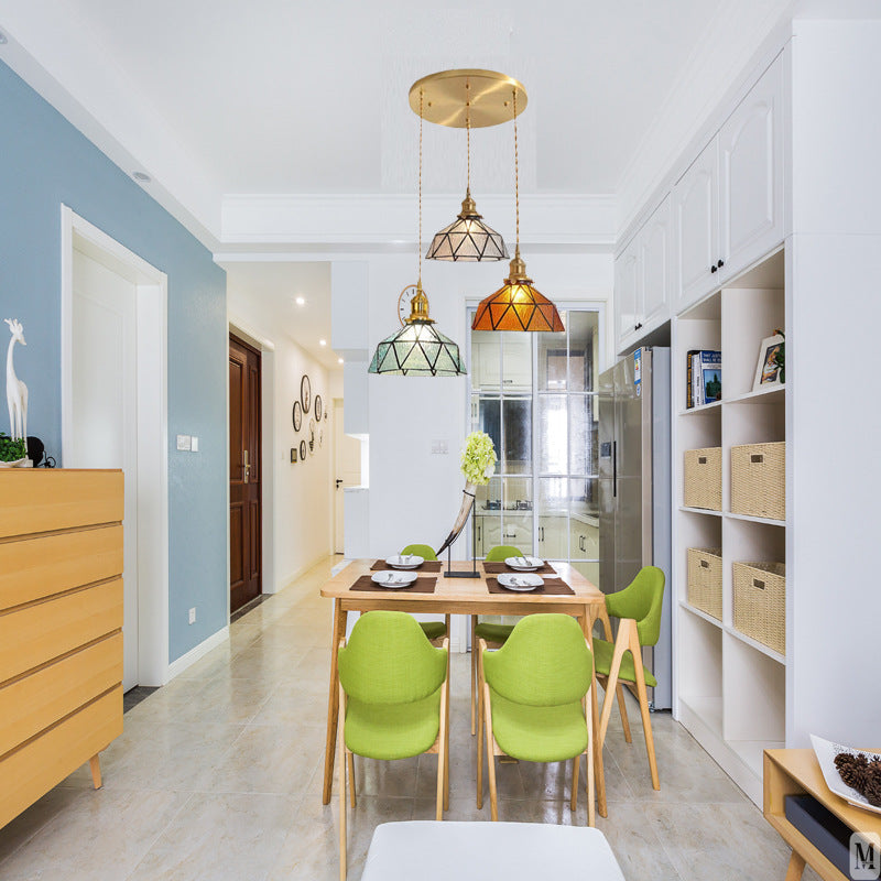 Contemporary Nordic Geometric Line Copper-Plated Glass 1/3-Light Pendant Light For Dining Room
