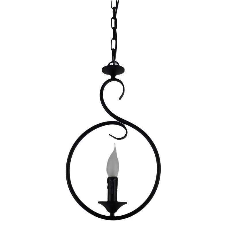 Modern Minimalist Circular Candle-Shaped Iron PVC 1-Light Pendant Light For Bedroom