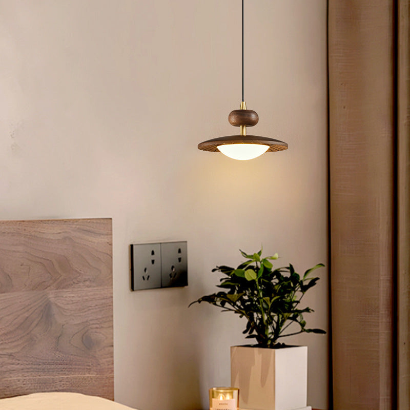 Traditional Vintage Round Disc Oval Iron Hardware Acrylic LED Pendant Light For Bedroom