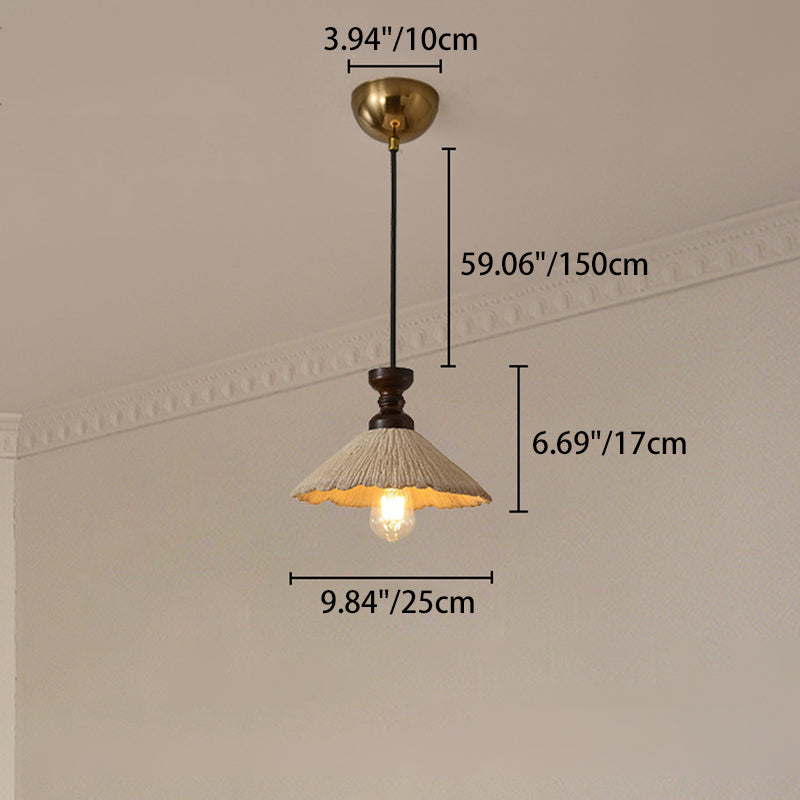 Traditional Vintage Conical Solid Wood Iron Micro Cement 1/3-Light Chandelier For Dining Room