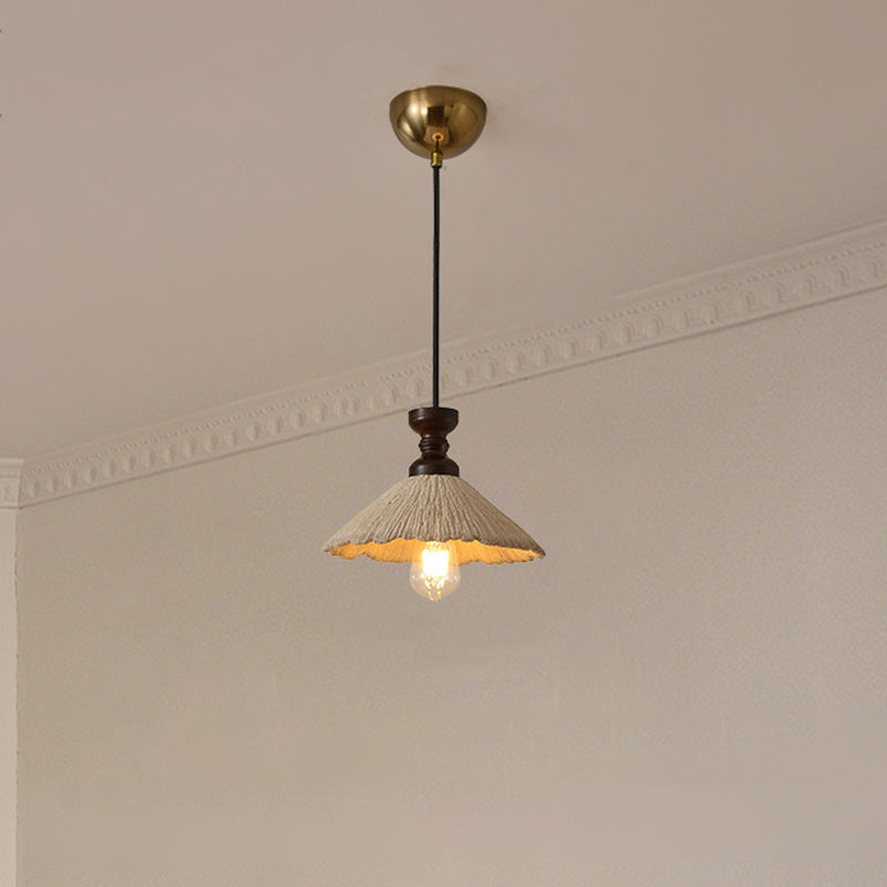 Traditional Vintage Conical Solid Wood Iron Micro Cement 1/3-Light Chandelier For Dining Room