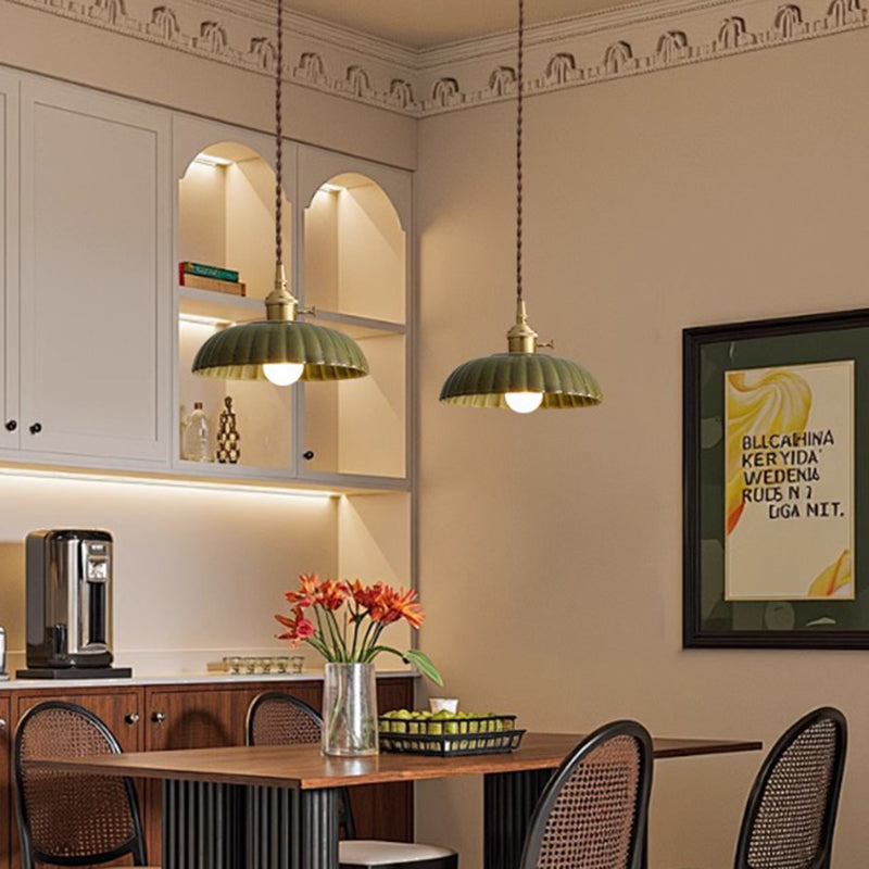 Contemporary Nordic Bowl-Shaped Iron Aluminum Ceramic 1-Light Pendant Light For Bedroom