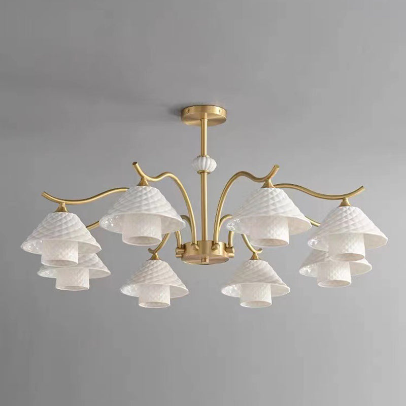 ثريا أسطوانية معاصرة من السيراميك النحاسي بتصميم نورديك، مزودة بـ 1/3/6/8 مصابيح لغرفة النوم