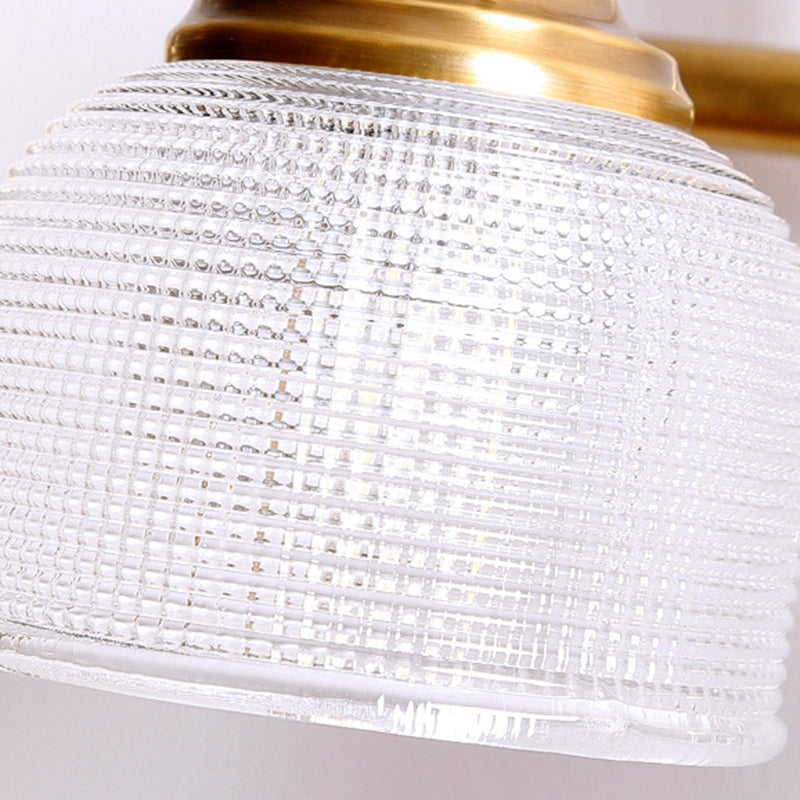 Traditional Vintage Round Copper Glass 1/2/3-Light Vanity Light Wall Sconce Lamp For Bedroom