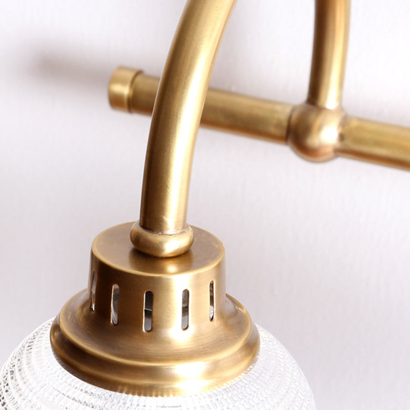 Traditional Vintage Round Copper Glass 1/2/3-Light Vanity Light Wall Sconce Lamp For Bedroom