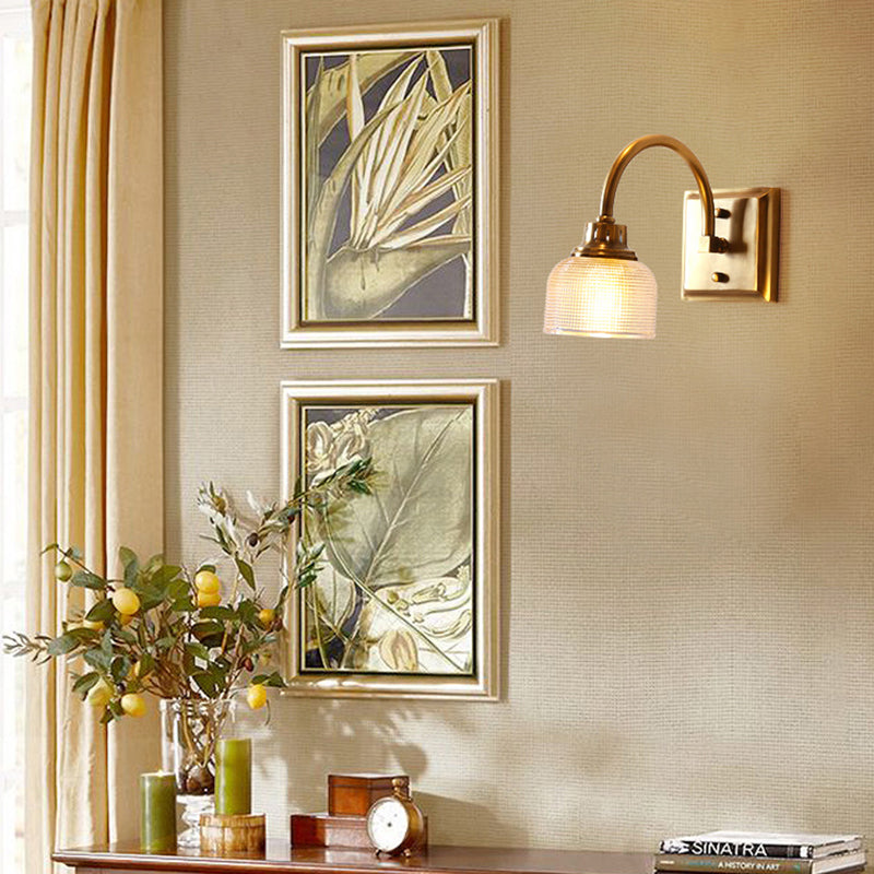 Traditional Vintage Round Copper Glass 1/2/3-Light Vanity Light Wall Sconce Lamp For Bedroom