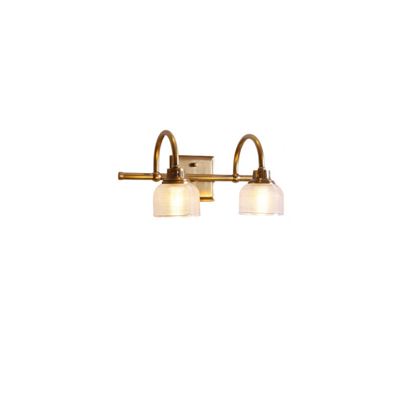 Traditional Vintage Round Copper Glass 1/2/3-Light Vanity Light Wall Sconce Lamp For Bedroom