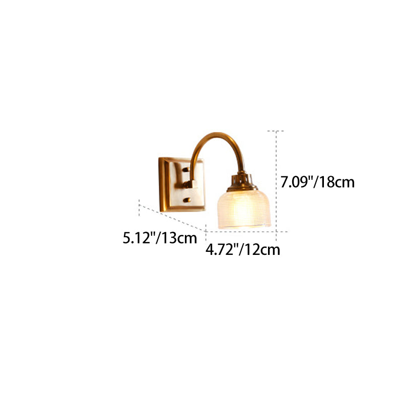 Traditional Vintage Round Copper Glass 1/2/3-Light Vanity Light Wall Sconce Lamp For Bedroom