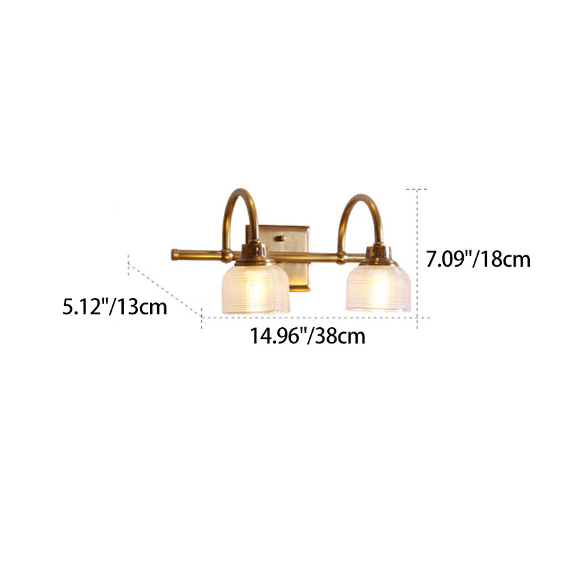Traditional Vintage Round Copper Glass 1/2/3-Light Vanity Light Wall Sconce Lamp For Bedroom