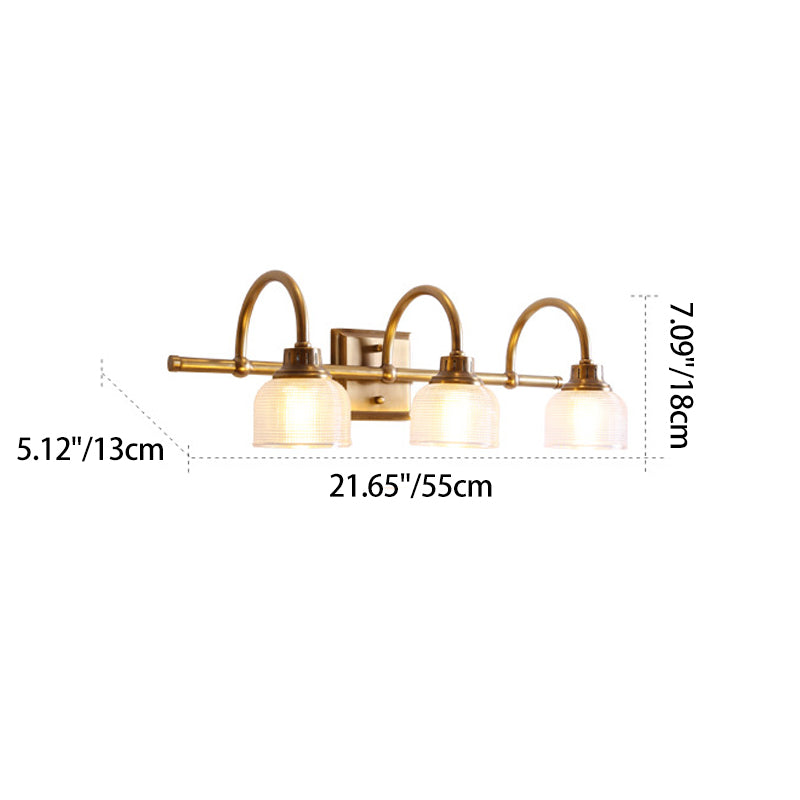 Traditional Vintage Round Copper Glass 1/2/3-Light Vanity Light Wall Sconce Lamp For Bedroom