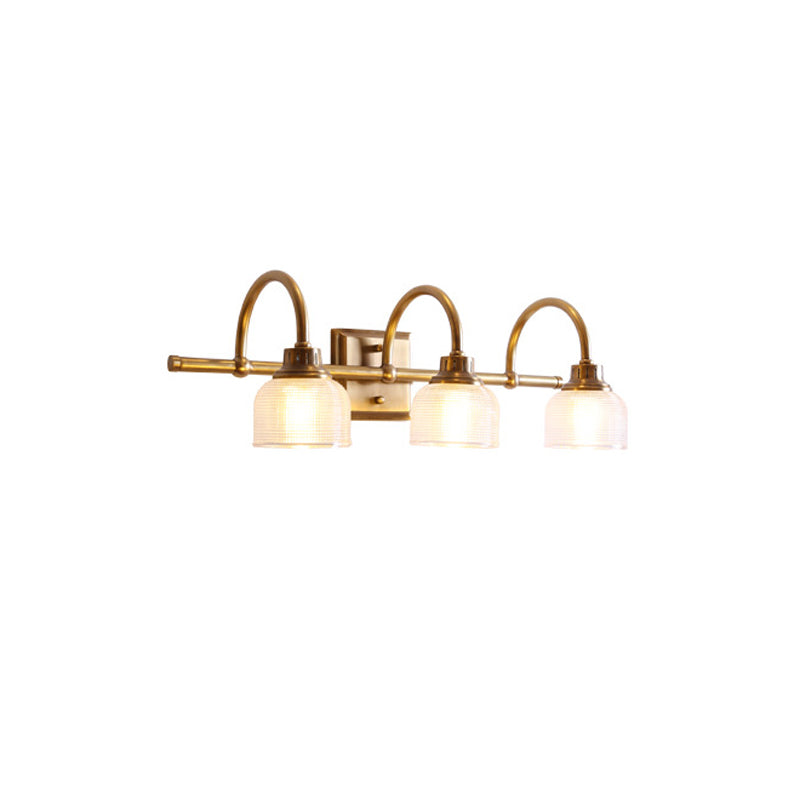 Traditional Vintage Round Copper Glass 1/2/3-Light Vanity Light Wall Sconce Lamp For Bedroom