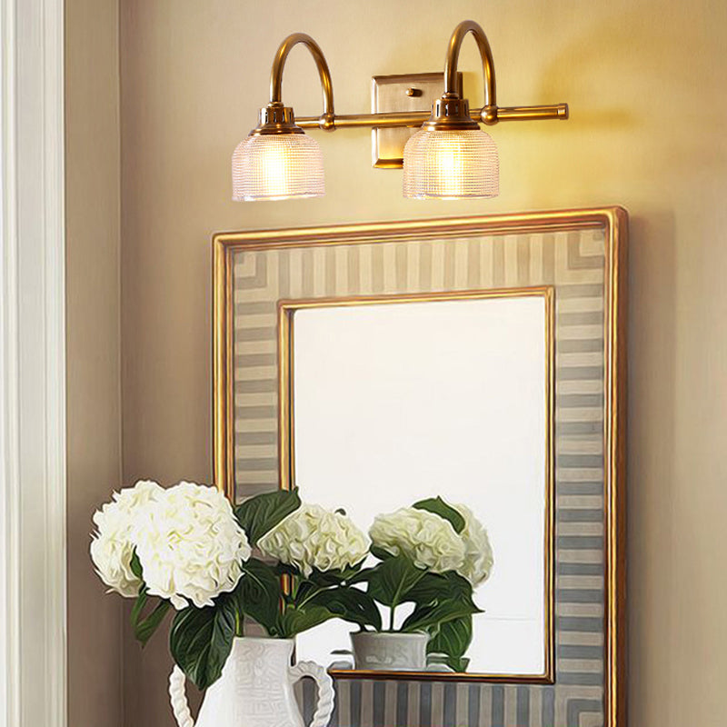 Traditional Vintage Round Copper Glass 1/2/3-Light Vanity Light Wall Sconce Lamp For Bedroom