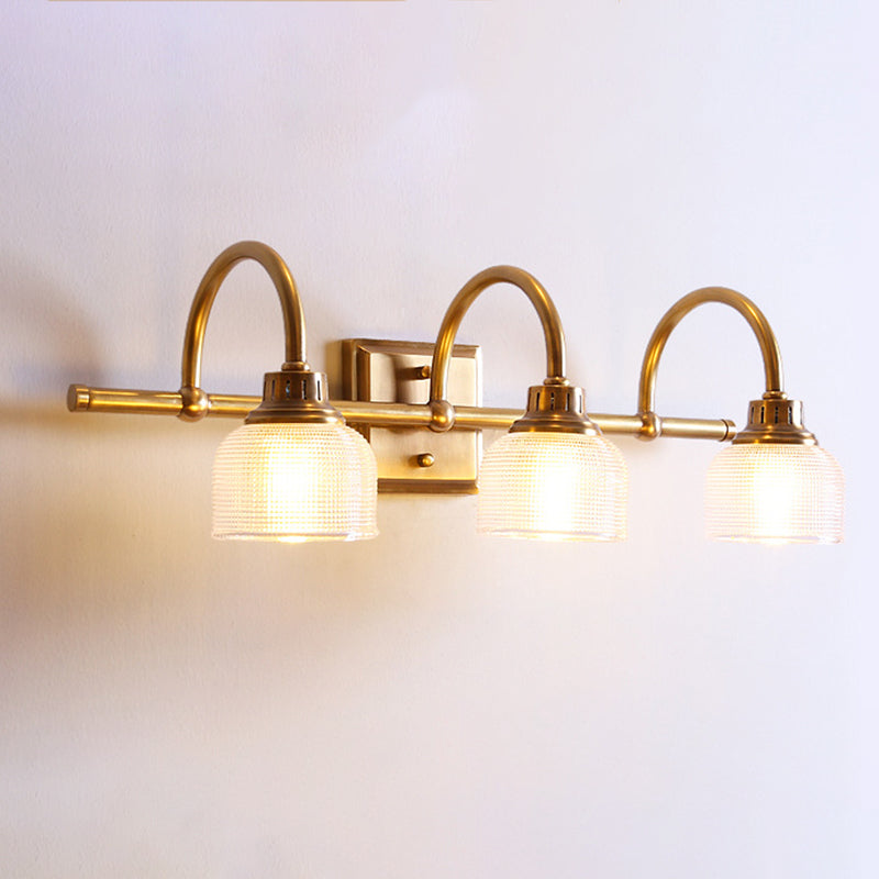 Traditional Vintage Round Copper Glass 1/2/3-Light Vanity Light Wall Sconce Lamp For Bedroom