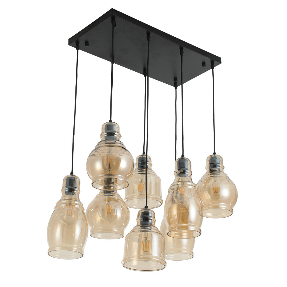 Traditional Vintage Bowling Ball Shape Iron Glass 8 - Light Chandelier For Dining Room