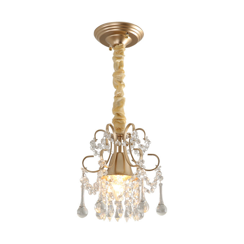 مصباح معلق تقليدي أوروبي من الحديد والأكريليك بمصباح واحد للممرات