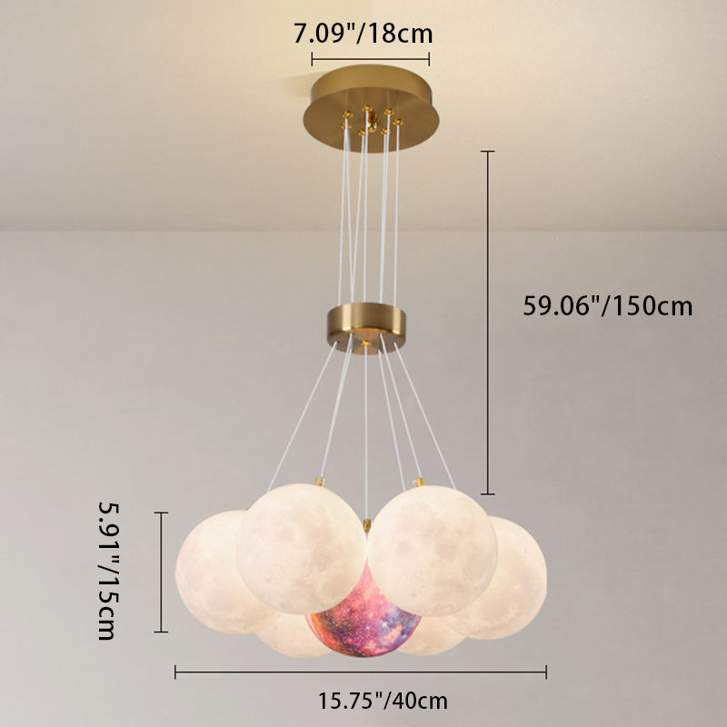 Contemporary Creative Moon PLA Bubble Ball Shade 7/13/19- Light Chandelier For Living Room