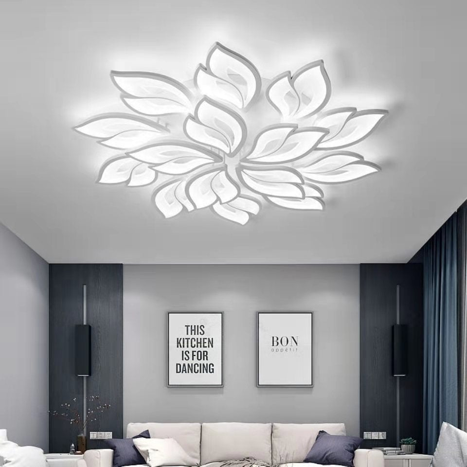 Contemporary Creative Lucky Leaves Acrylic Iron LED Flush Mount Ceiling Light For Living Room