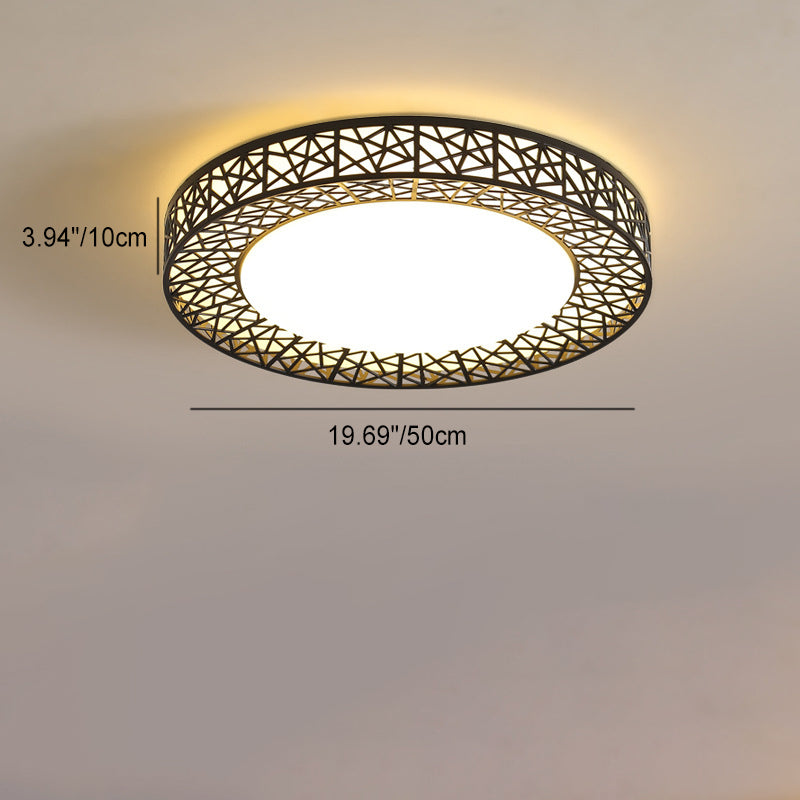 Contemporary Creative Bird's Nest Acrylic Iron LED Flush Mount Ceiling Light For Bedroom