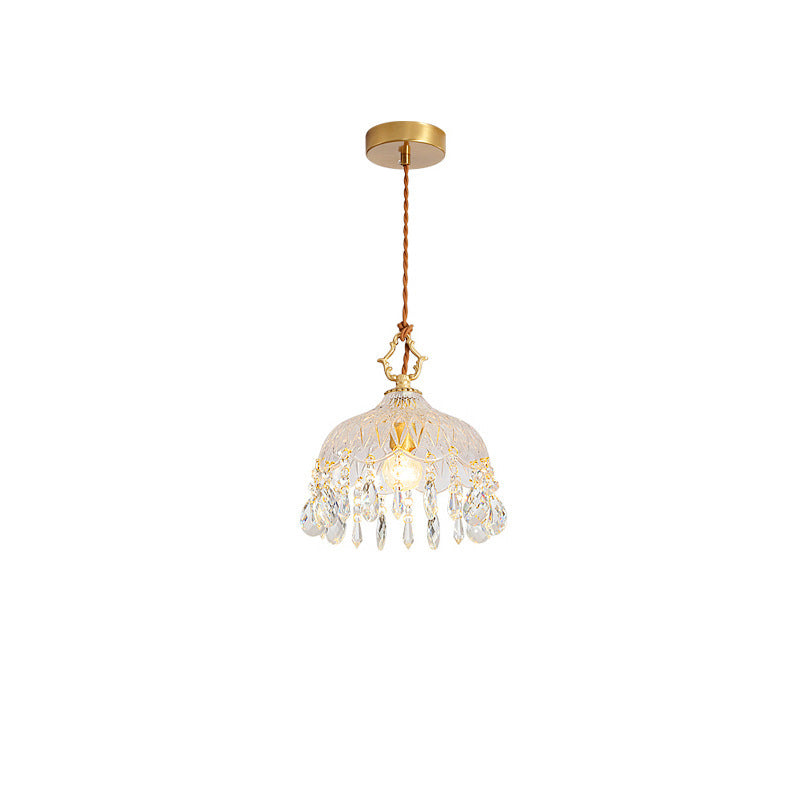 مصباح معلق فرنسي تقليدي من الألومنيوم والزجاج بإضاءة واحدة للممرات