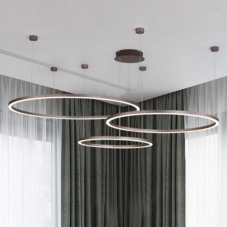 Modern Simplicity Aluminum Acrylic 3 - Circle LED Chandelier For Living Room