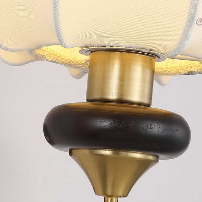 Traditional Chinese Mushroom Shape Pattern Fabric Lampshade Hardware 1 - Light Wall Sconce Lamp For Living Room