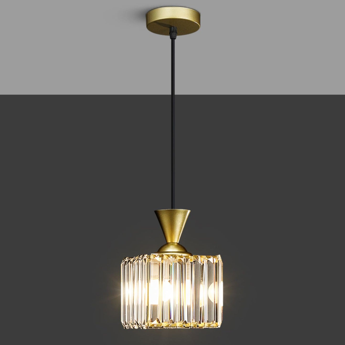 Modern Simplicity Round Square Iron Crystal 1/3 - Light Chandelier For Bedroom
