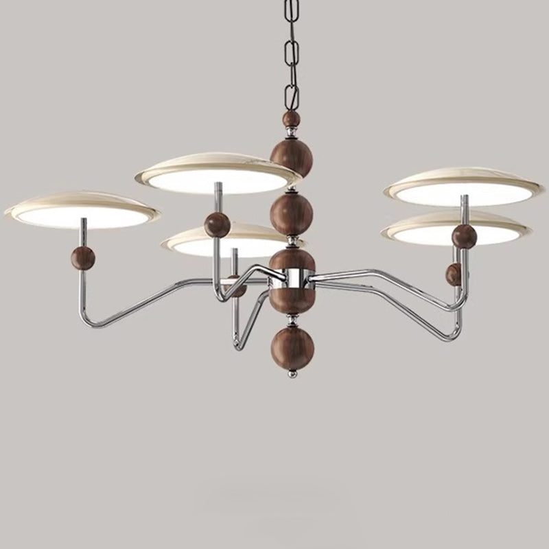 リビングルーム用の伝統的なフランスの円形アルミ鉄アクリルLEDシャンデリア