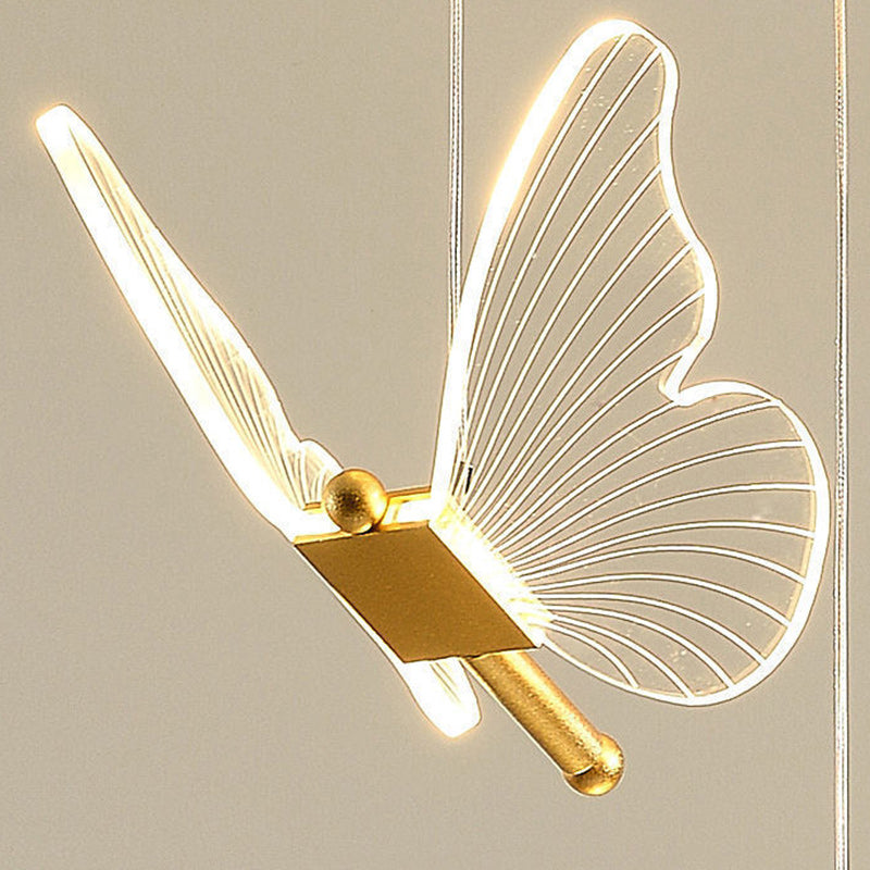 Contemporary Creative Butterfly Acrylic Hardware LED Pendant Light For Bedroom