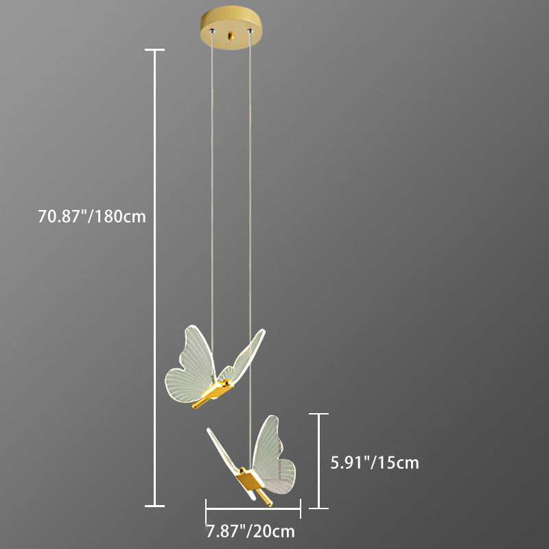 Contemporary Creative Butterfly Acrylic Hardware LED Pendant Light For Bedroom