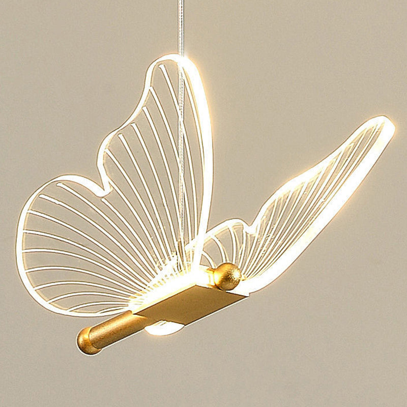 Contemporary Creative Butterfly Acrylic Hardware LED Pendant Light For Bedroom