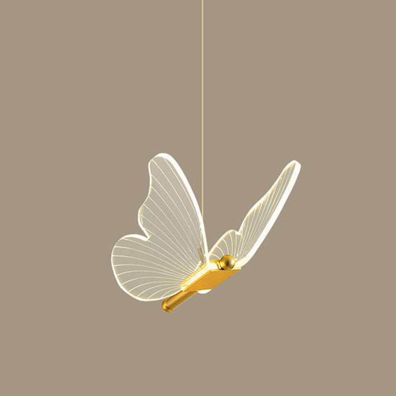 Contemporary Creative Butterfly Acrylic Hardware LED Pendant Light For Bedroom