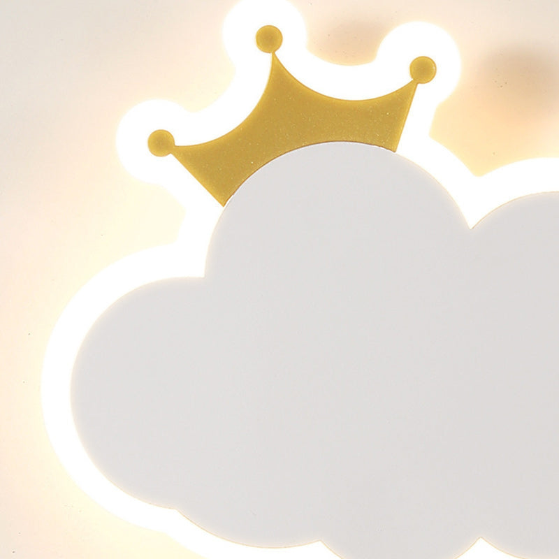 モダンでシンプルな雲柄アクリルアイアンLEDウォールスコンセランプ(ベッドサイド用)