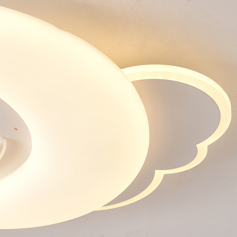 Contemporary Creative Astronaut Airplane Rotational Molding Iron LED Flush Mount Ceiling Light For Bedroom