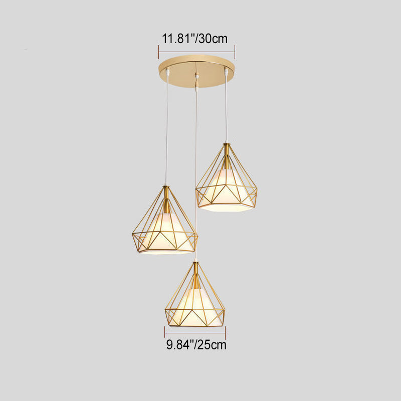 Contemporary Nordic Diamond Iron Fabric 3 - Light Pendant Light For Dining Room