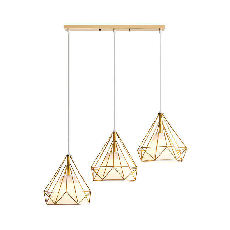 Contemporary Nordic Diamond Iron Fabric 3 - Light Pendant Light For Dining Room