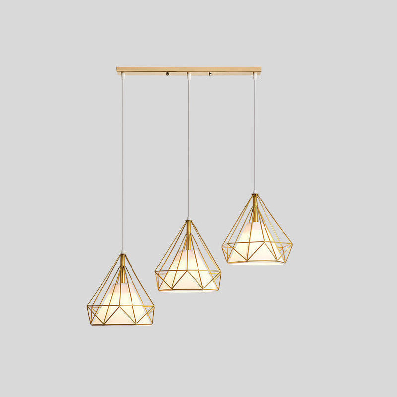 Contemporary Nordic Diamond Iron Fabric 3 - Light Pendant Light For Dining Room