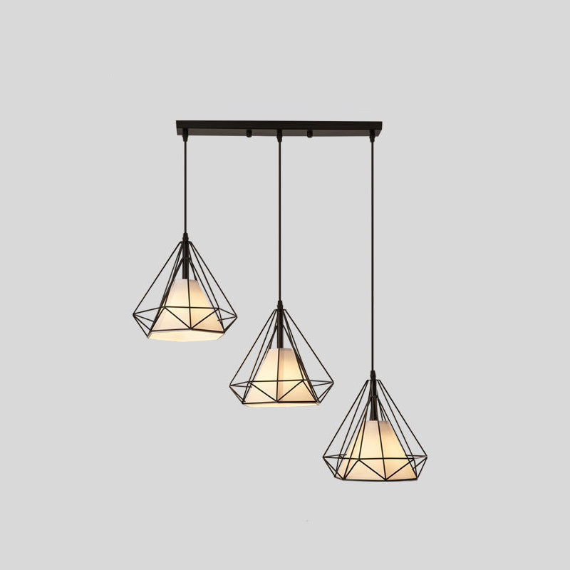 Contemporary Nordic Diamond Iron Fabric 3 - Light Pendant Light For Dining Room
