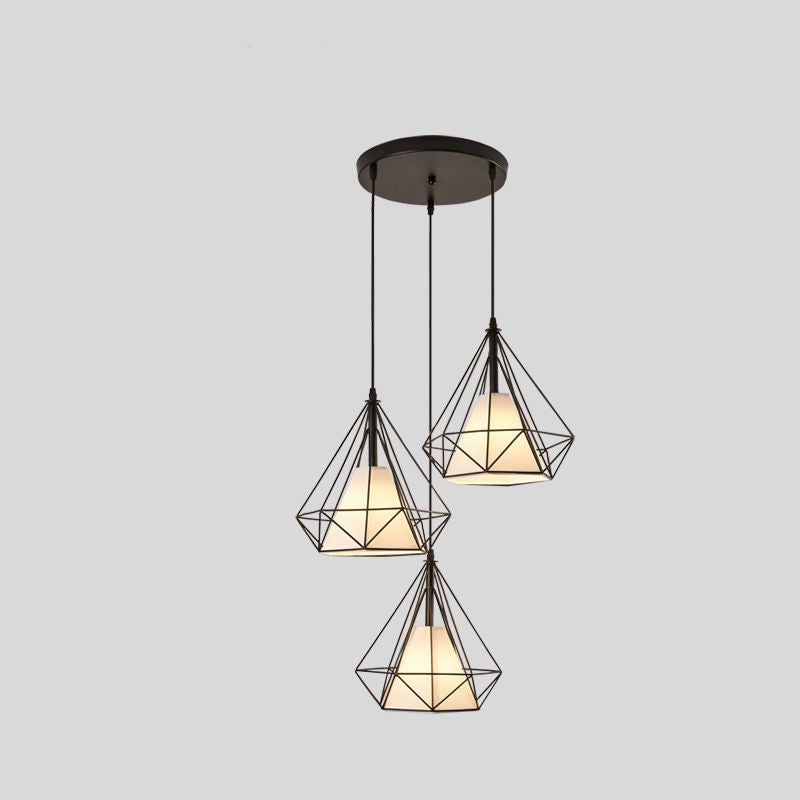 Contemporary Nordic Diamond Iron Fabric 3 - Light Pendant Light For Dining Room