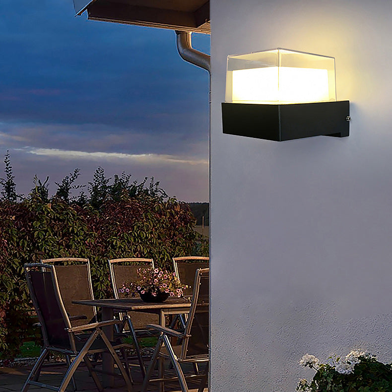 Modern Simplicity Cube Cylinder Waterproof Aluminum Acrylic LED Wall Sconce Lamp For Hallways