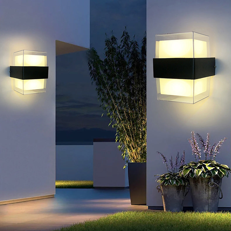 Modern Simplicity Cube Cylinder Waterproof Aluminum Acrylic LED Wall Sconce Lamp For Hallways