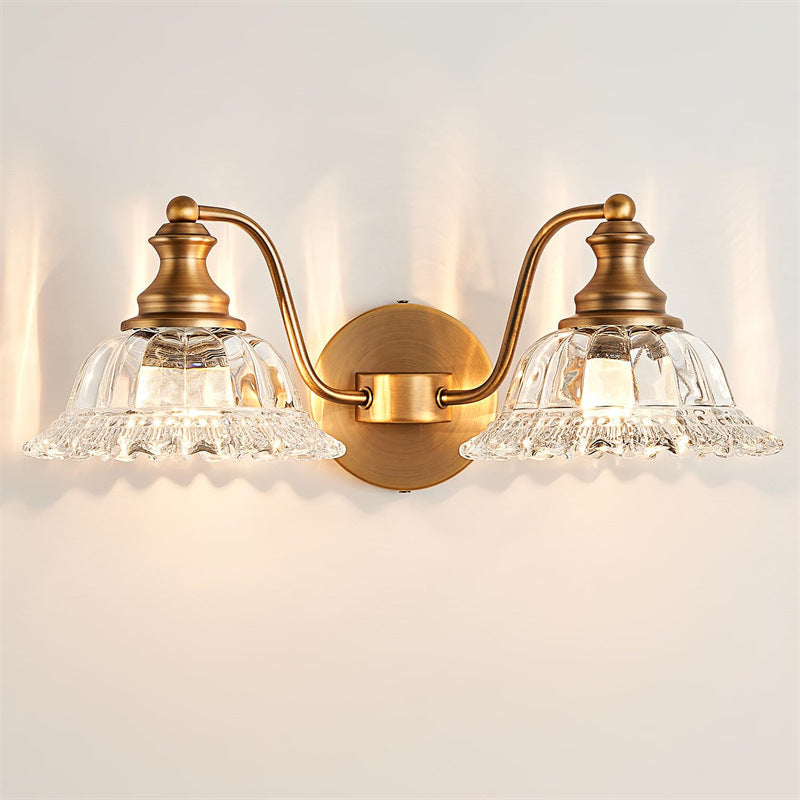 Contemporary Nordic Petal Iron Glass 2 - Light Wall Sconce Lamp For Bedroom