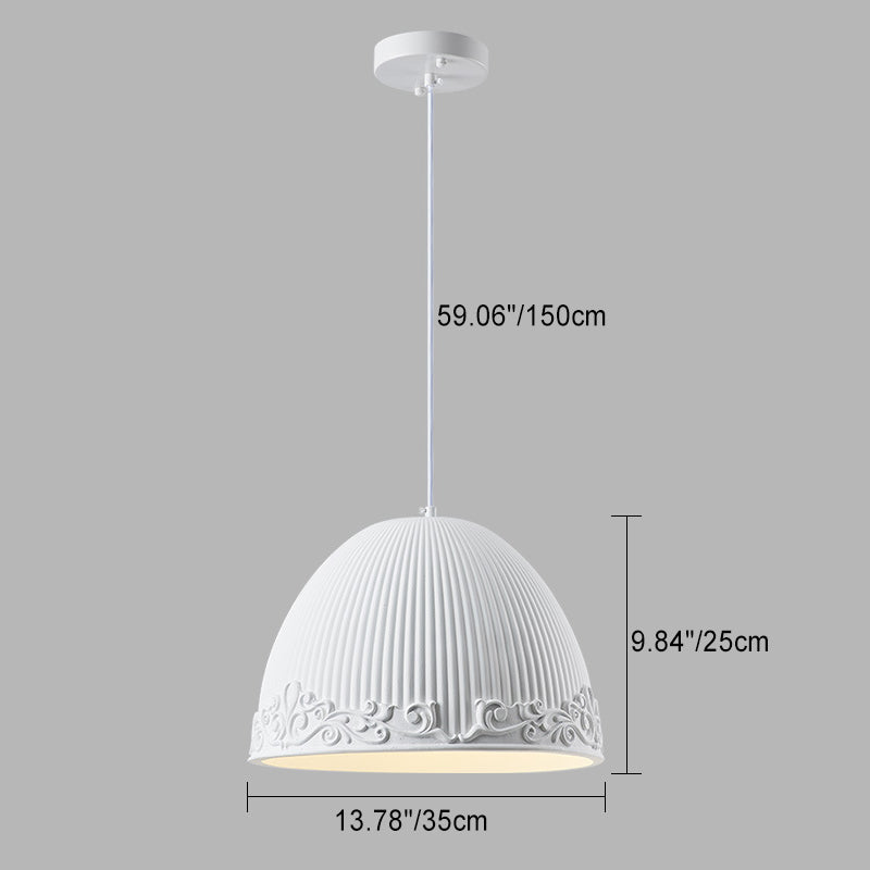 Contemporary Scandinavian Bowl Shape Semicircle Glass Resin 1 - Light Pendant Light For Dining Room