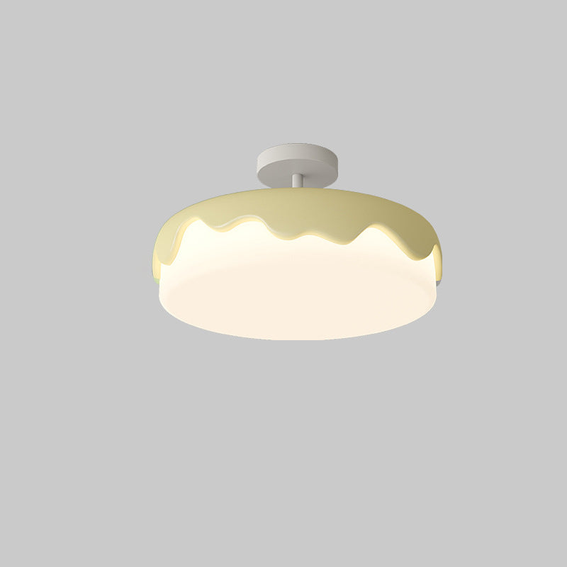 Contemporary Nordic Cake Shape Dome Resin Acrylic LED Semi-Flush Mount Ceiling Light For Bedroom