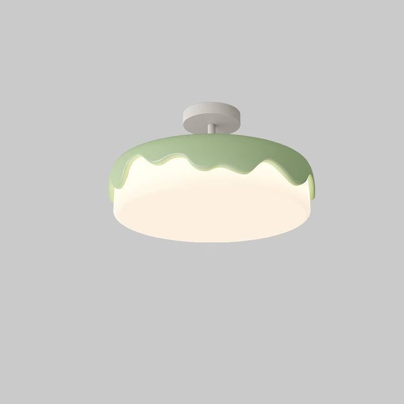 Contemporary Nordic Cake Shape Dome Resin Acrylic LED Semi-Flush Mount Ceiling Light For Bedroom