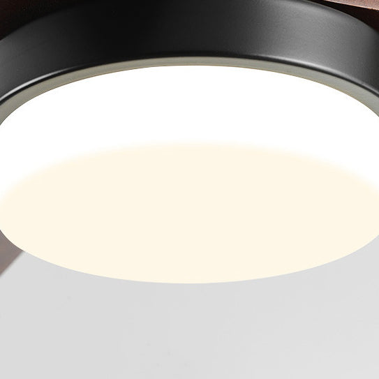 Contemporary Nordic Three Fan Blades Carbon Steel Solid Wood LED Downrods Ceiling Fan Light For Living Room