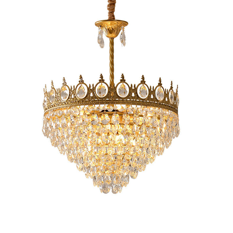 Traditional French Cone Iron Crystal 1/4/6 - Light Pendant Light For Living Room