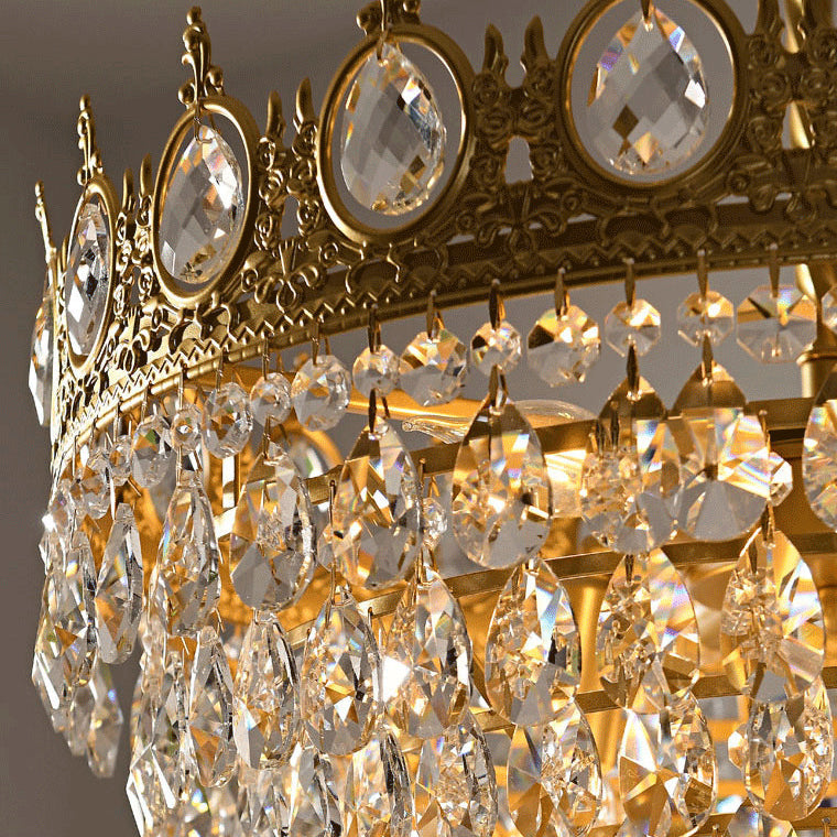 مصباح معلق فرنسي تقليدي من الحديد المخروط الكريستالي مقاس 1/4/6 بوصة لغرفة المعيشة